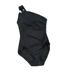 Michael Kors Womens One-Piece Swimsuit One-Shoulder Underwire Black Size 4